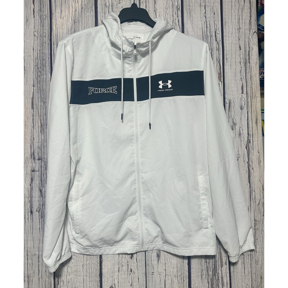 Under Armour Windbreaker Jacket Men's XL Loose Fit White Black San Antonio Force